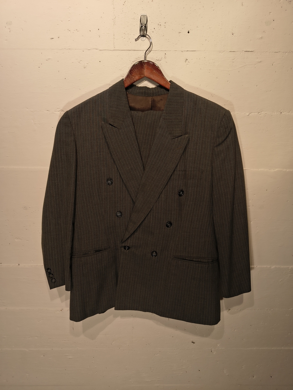 Men's Double-Breasted Pinstripe Blazer - Gray